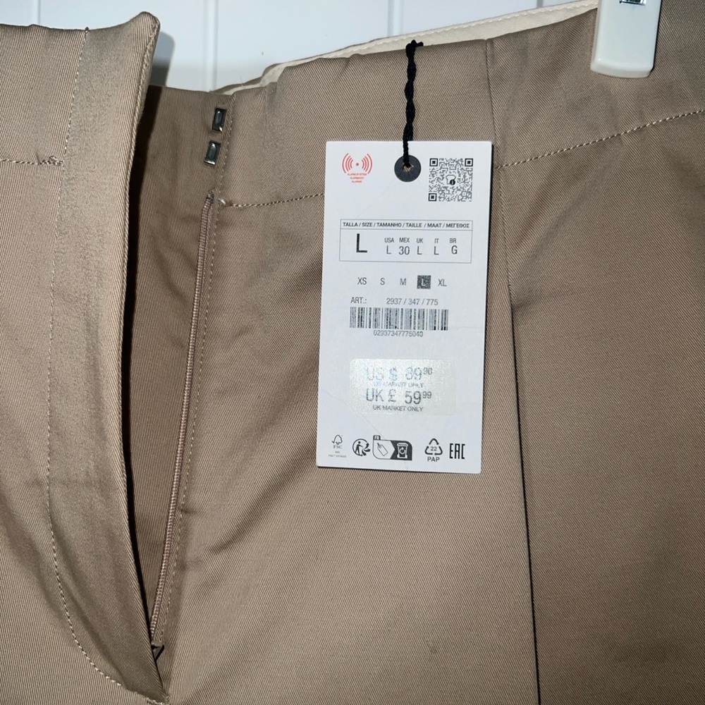 Zara Tan Chino Barrel Pants - Picture 3 of 3